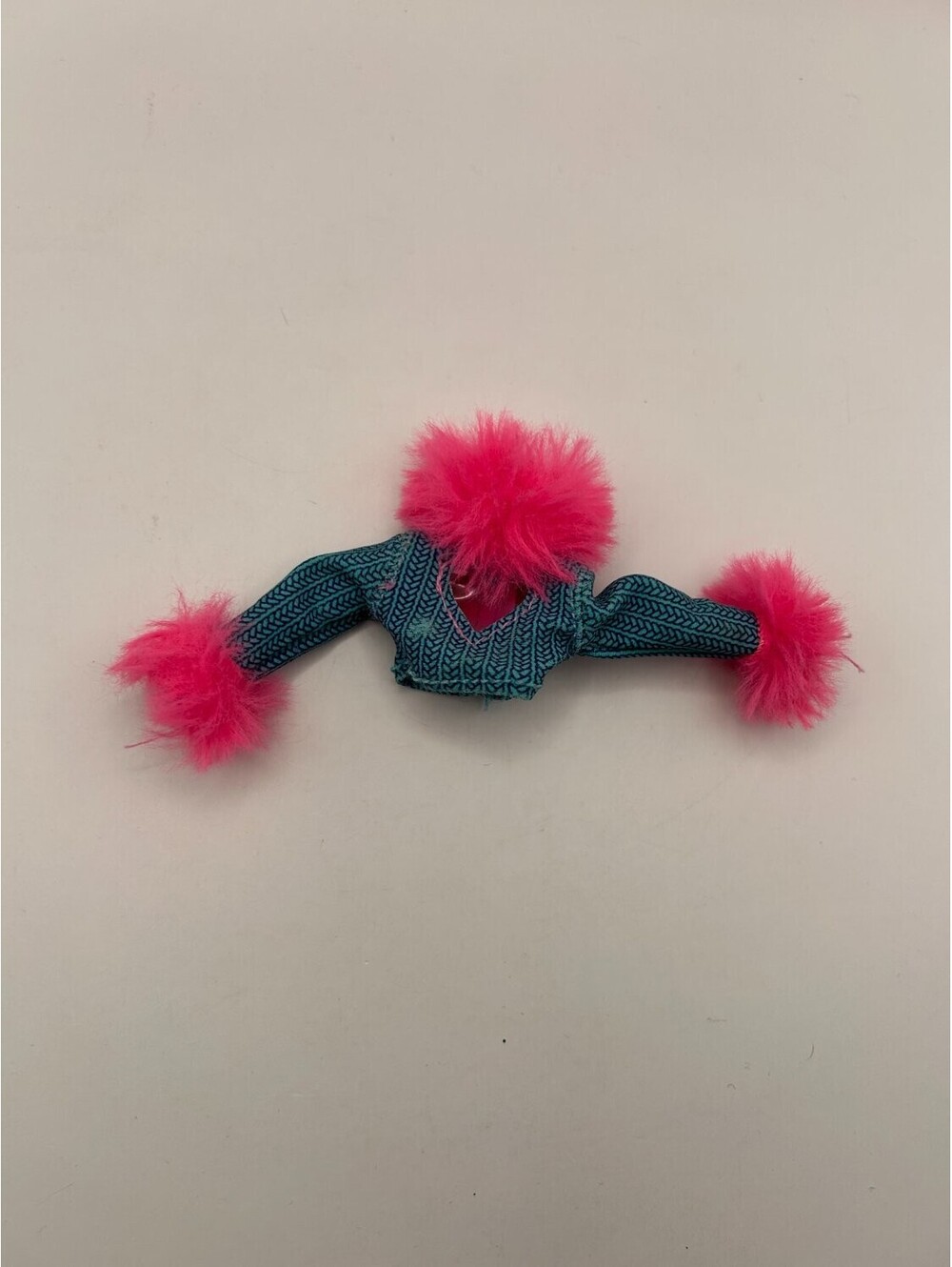 Fashion Doll Cropped Jacket Teal Blue Hot Pink Faux Fur Collar & Cuffs Outerwear